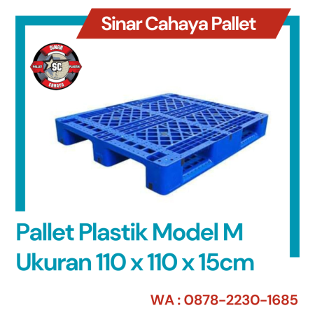 Pallet Plastik Model M Ukuran 110x110x15cm - Biru